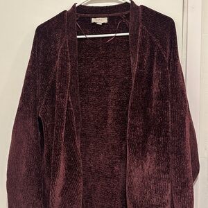 LOFT Petite Burgundy Cardigan